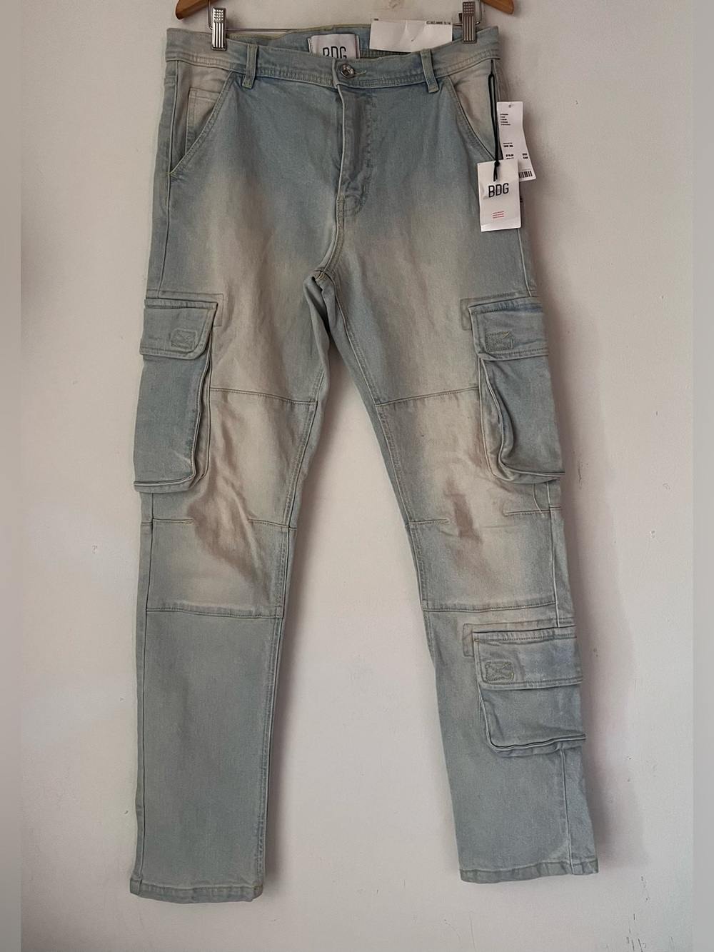 NWT Urban Outfitters UO BDG Light Wash Skinny Stretch Cargo Jeans Sz 34x30